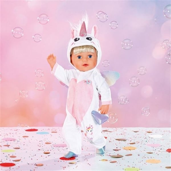 Kramdräkt unicorn för docka 43 cm