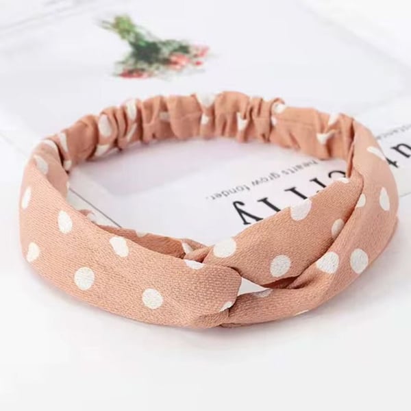 Tvinnad Huvudband - AVIZAR - Vintage Ros - Tjock Voile - Vita Prickar - Optimal Komfort