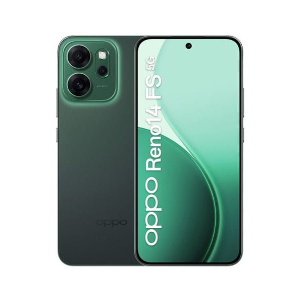 Oppo Reno14 FS 5G Grøn: Smartphone Android 15, 12GB RAM, 512GB, Batteri 6000mAh