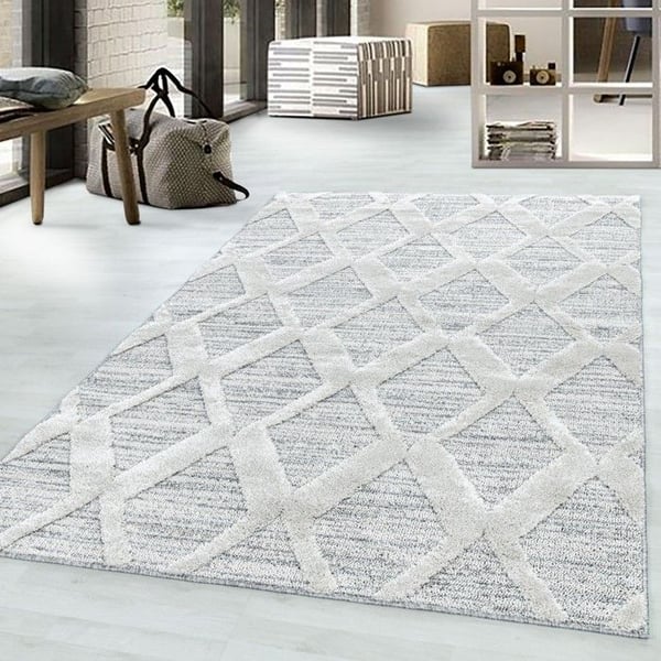 Matta - AYYILDIZ - Matdesign med kort lugg - Rombmönster - 60x110 cm - Inomhus