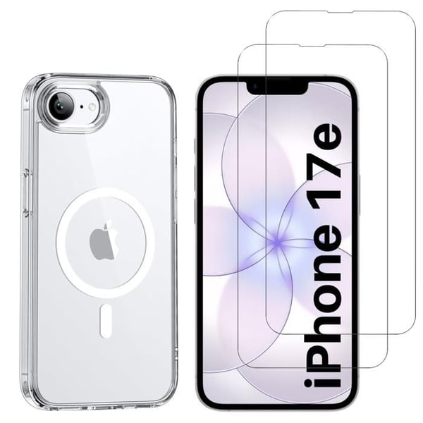 Skal för iPhone 17 och 2 härdade glas - Inbyggd magnetisk cirkel Phonillico®