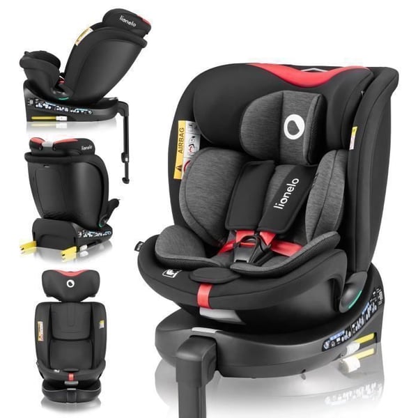 Transformationssäte bilstol LIONELO Navy i-Size - 360° roterande bas - 40-150 cm - ISOFIX - Grupp 0+/1/2/3 - Röd