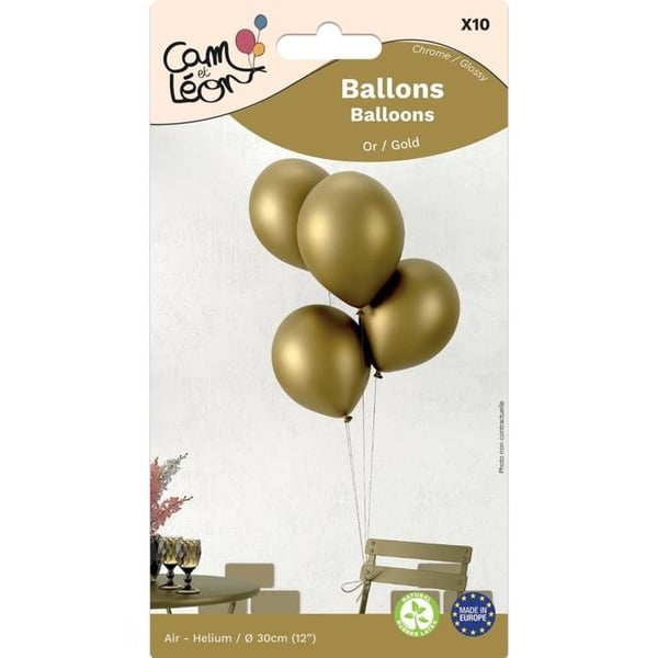 Kromballong - LITEN CLOWN - Ø 30 cm - 10-pack - Guld - Klassisk ballong