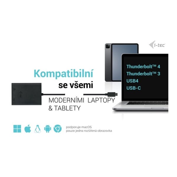 i-tec HDMI USB-C dobbelt videoadapter 4K/60Hz (enkelt 8K/30Hz)