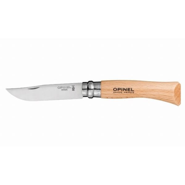 Folding køkkenkniv - OPINEL - Opinel N°7 - Klinge i rustfrit stål 7 cm - Håndtag i bøgetræ - Virobloc sikkerhedsring