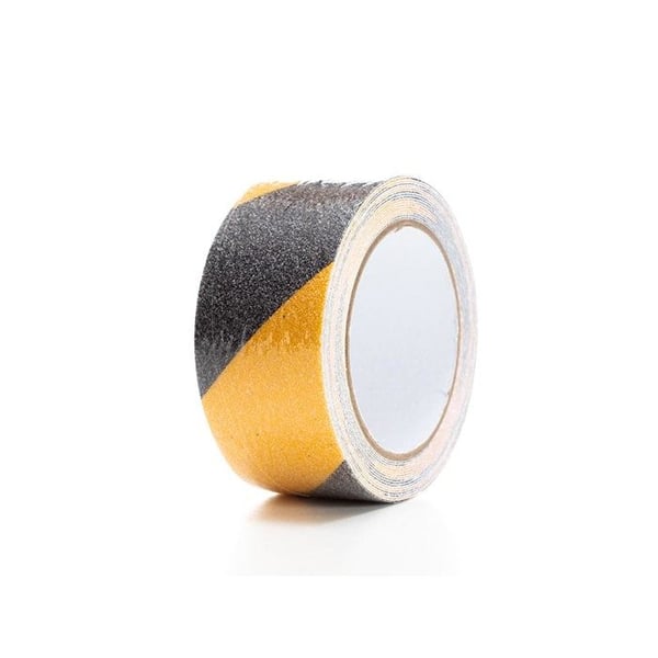 Perel halklist 5 m x 5 cm svart gul, stark vidhäftning inomhus utomhus, självhäftande, vattentät och UV-beständig