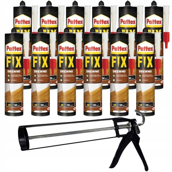 Colle bois - Pattex - Fix 12x400g - Pistol ingår - Motståndskraftig mot fukt - Inomhus - Ekologisk