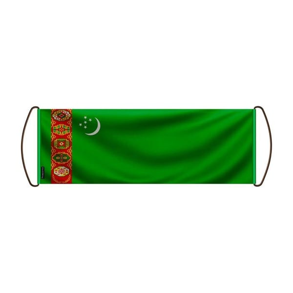 Scrollbanner – Turkmenistans flagga – 17 x 50 cm – Polyester – Handflagga – Pixelforma