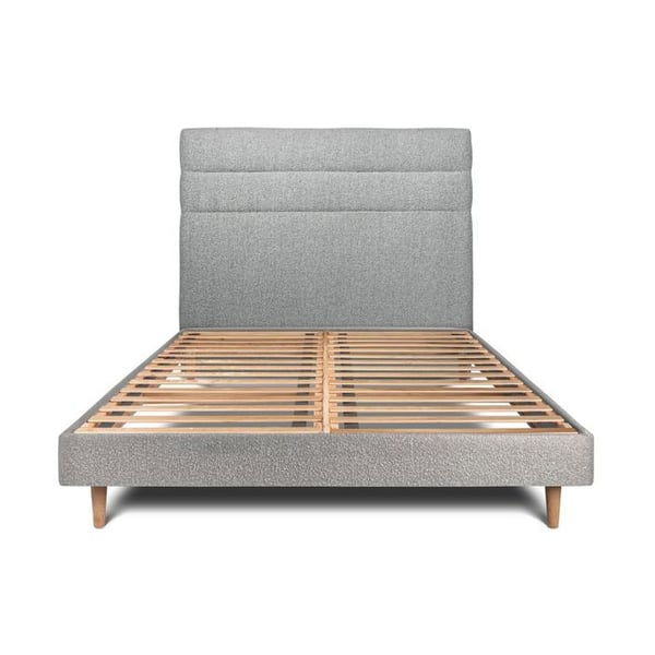 Säng - Grå - 140x200cm - Massivt trä - Boucle-linjer
