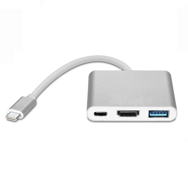 INF Multiport USB-C-adapter för USB, USB-C (USB PD), kompatibel med 4K HDMI, Silver