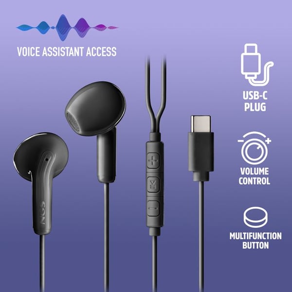 Cross Glide Black NGS – In-ear, Mikrofon, Volymkontroll, USB-C