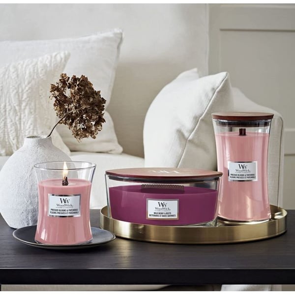 WOODWICK KERAMIK CLESSIDRA MEDIUM GLAS VILD BÆR & BETER HUSDUFT INDENDØRS