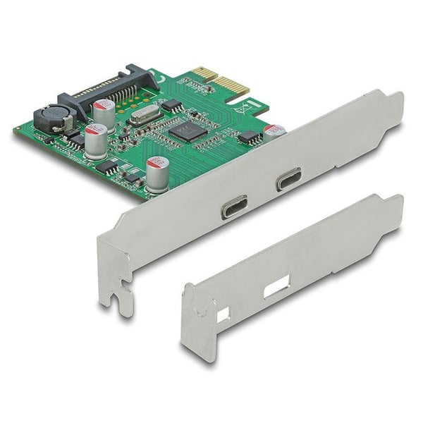 DeLOCK PCI Express x1-kort till 2 x extern SuperSpeed USB (USB 3.2 Gen 1) USB Typ-C honkort och adapter