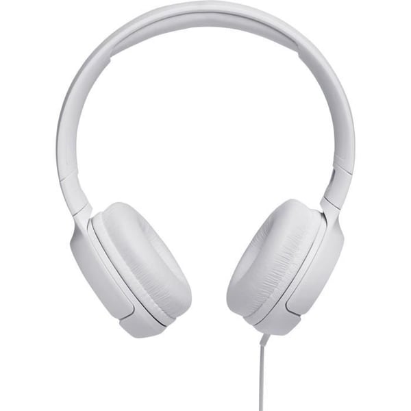JBL Tune 500 trådbundet hörlurar - Pure Bass-ljud - Lätt och hopfällbar design - Vit