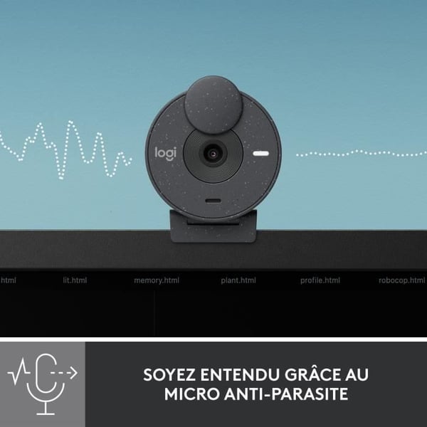 Webcam - Full HD 1080p - Logitech - Brio 300 - Indbygget mikrofon - Grafit