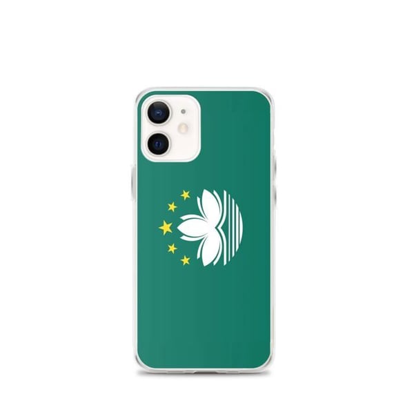 Mobilskal – Macao Flagga – Kompatibel med iPhone 12 mini – Flexibelt Fodral – Slitstarkt och Stötresistent - Silikon - Pixelforma