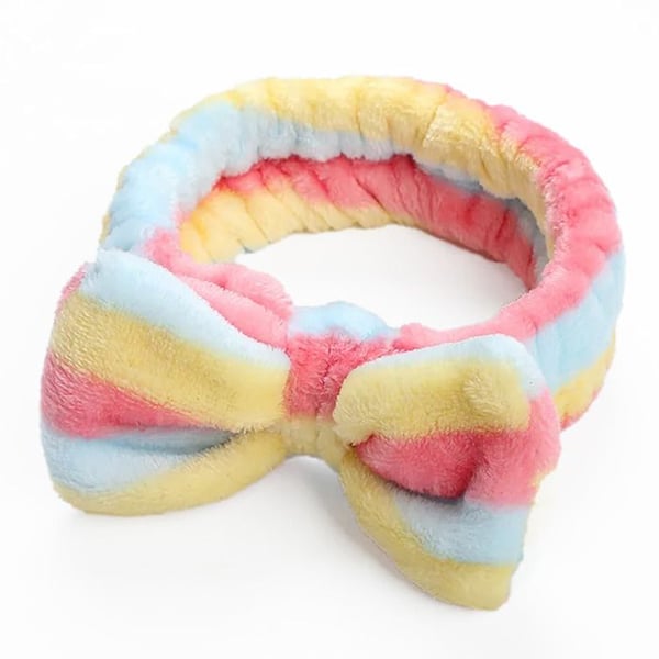 Bandeau Spa - AVIZAR - Randig Blå och Rosa Gul - Antislipfleece - Bekväm - Tvättbar