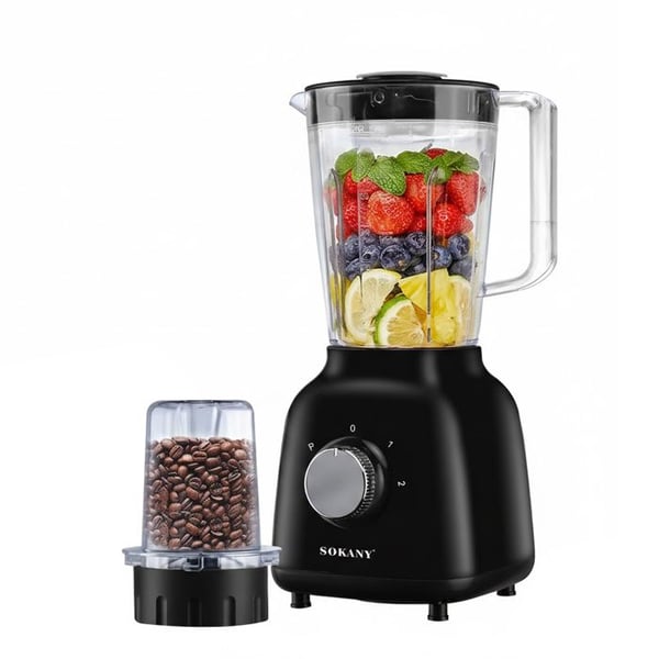 Blender Multifunktionsmixare 2-i-1 500W 1.6L med Kvarn Sokany Svart