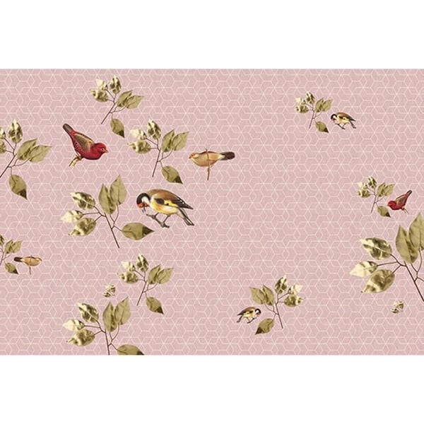 Tapet Fåglar M1-No.60750 Digitaltryck Rosa Beige Djur