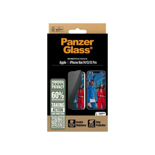 Skärmskydd - PanzerGlass - iPhone 16E, 14, 13, 13 Pro - Sekretess - 9H - 0,33 mm