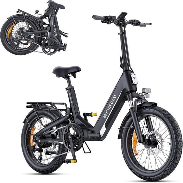 ENGWE L20 3.0 Boost - Fällbar elcykel 20 tum - Avtagbart batteri 48 V 13,5 Ah - Räckvidd 100 kilometer - Svart