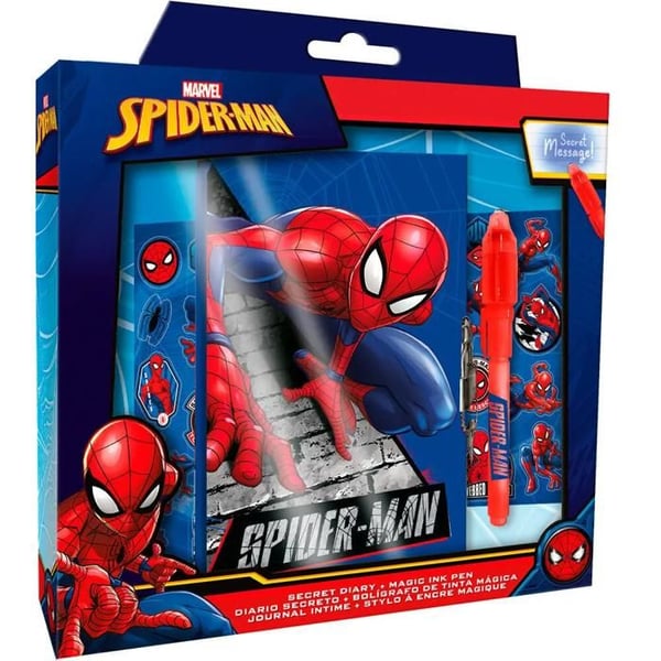 Dagbok - KIDS LICENSING - Marvel Spiderman - blå - magisk penna inkluderad - sidor av hög kvalitet