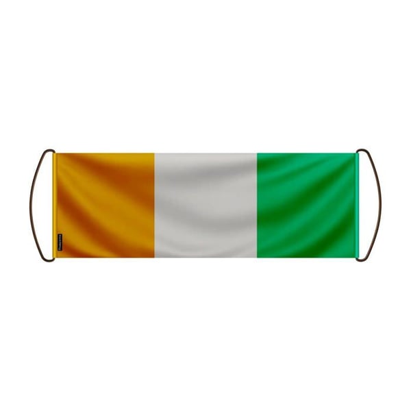 Rullbanner – Ivorianska flaggan – 24 x 70 cm – Polyester – Handflagga – Pixelforma