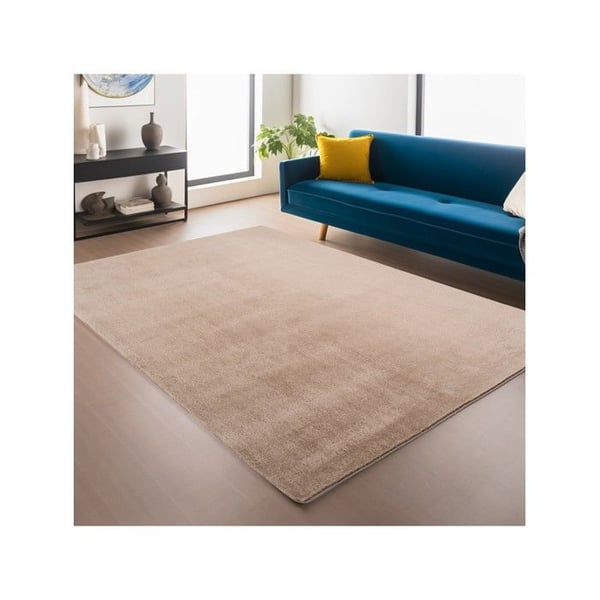 Modern matta för vardagsrum, sovrum, kök, mjuk, tvättbar, halkfri (Dimension: 160 cm rund - Färg: Beige)