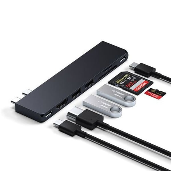 USB-C Hub - Satechi - Pro Slim - 6 portar - HDMI 4K - Modern aluminiumdesign