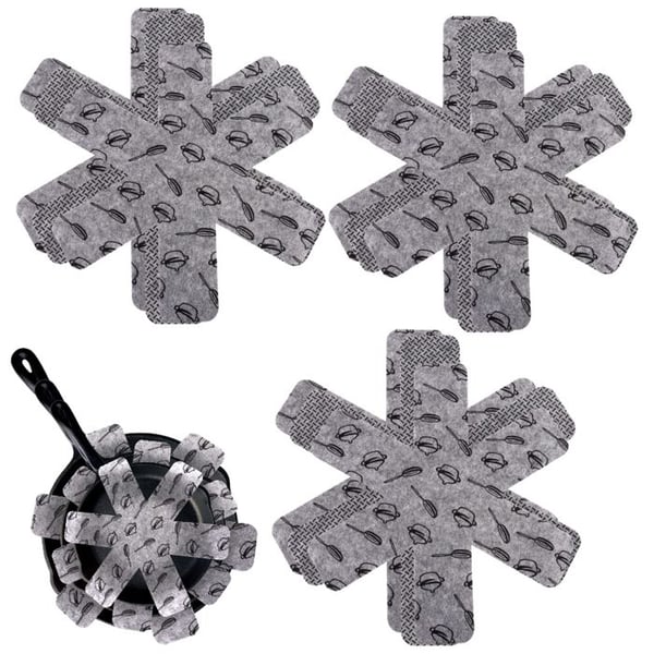 12-pack skydd för gryta och stekpanna, skydd för kastruller och stekpannor, bordstabletter, skydd för kastruller, 3 storlekar (26/36/38 cm) grå