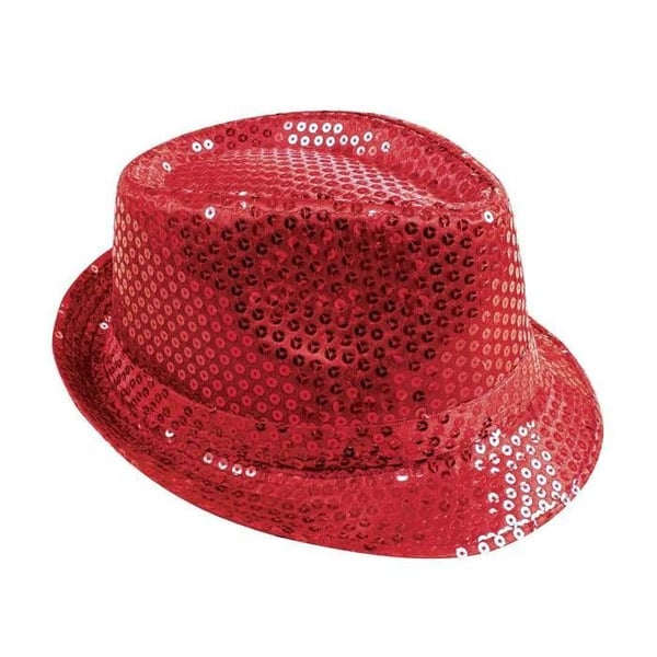 Hatt i tyg med paljetter borsalino röd - PTIT CLOWN - Utklädningsaccessoar - Vuxenstorlek - Röd
