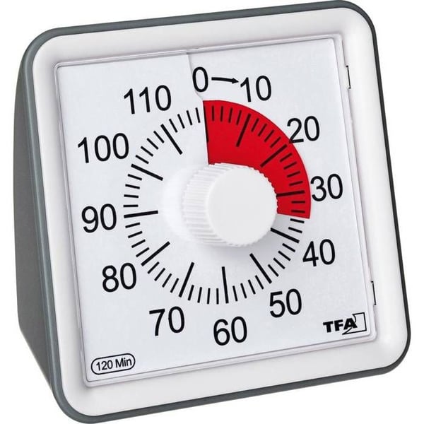 TFA Dostmann Timer VISUAL Vit analog klocka | MINUTER - SANDUR