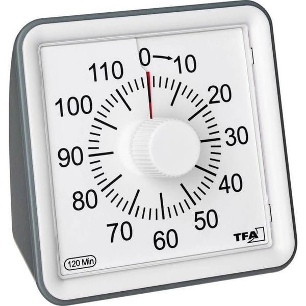 TFA Dostmann Timer VISUAL Vit analog klocka | MINUTER - SANDUR
