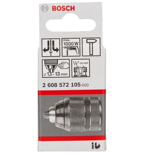 BOSCH automatisk chuck - klämkapacitet 1,5 till 13 mm - verktygshållare/1/2 20 gänga - Svart