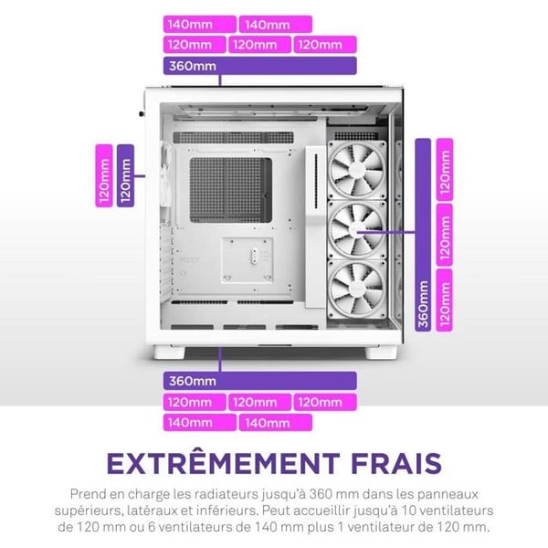 Mellantornlåda - NZXT - CM-H91EW-01 - H9 Elite - Härdat glas - RGB-support - Vit