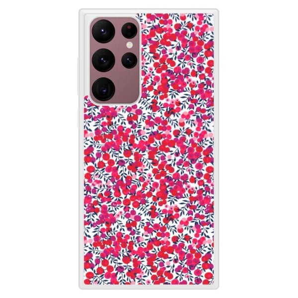 Skydd i förstärkt silikon med tryck, kompatibel med Samsung Galaxy S22 Ultra Liberty Wiltshire Röd