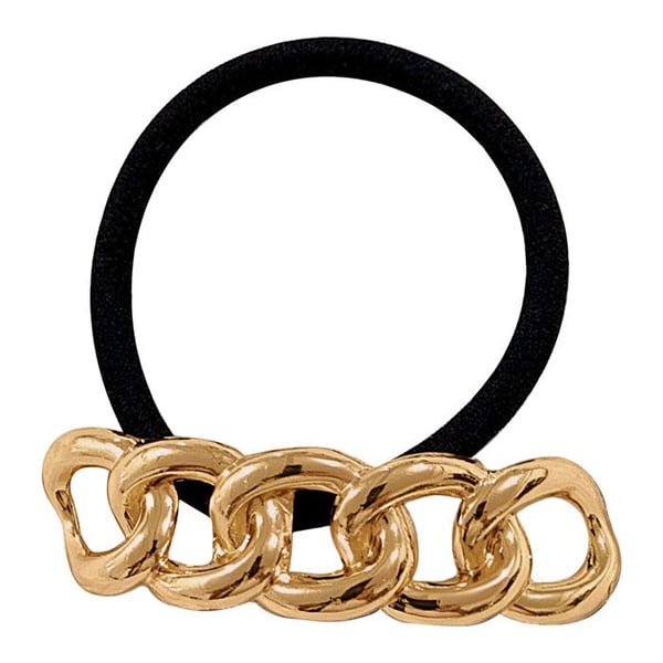 Subtil Guld/Svart Kedja Casual Hårsnodd