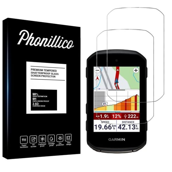 Härdat Glas för Garmin Edge 550 / Edge 850 [Pack 2] Skärmskydd Film GPS Cykel Phonillico®