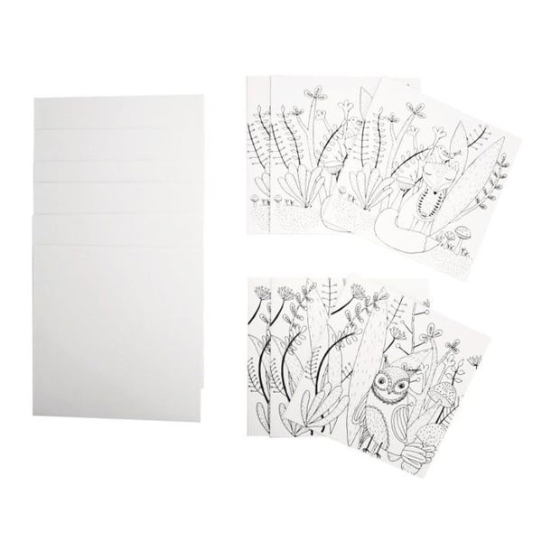 MégaCréa DIY - Färgläggningskort med kuvert Uggla 13,5 cm 6 stycken