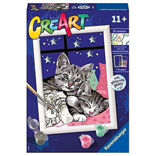 Kreativt spel för att måla - RAVENSBURGER - SÖTA KATTUNGAR - 11 år - Vattenbaserade färger - Inkluderar ram