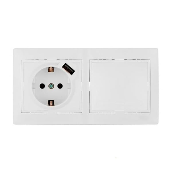 Switch kit + bas med USB - Solera - 42974 - Vit - 16A - Inomhus - Rektangulär