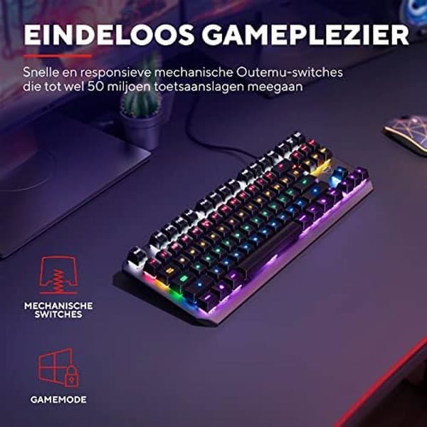 Klavert mekaniskt TKL - TRUST GAMING - GXT 834 Callaz - Bakgrundsbelyst - USB - Outemu-brytare