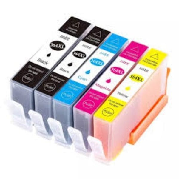 364 XL Pack med 5 kompatibla bläckpatroner för HP 364 364XL, för Deskjet 3070A 3520 3522 3524, Officejet 4620 4622,