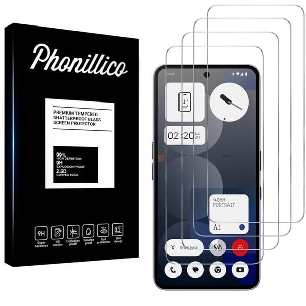 Härdat Glas - Phonillico® - Nothing Phone 3a Pro - Pack om 4 - Repellerande mot repor - Skärmskydd