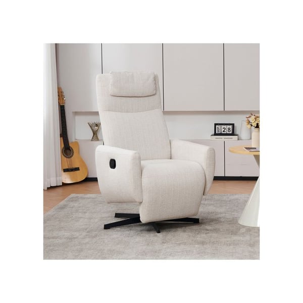 Bekväm recliner med funktion för platt lutning, svängbar fåtölj och chaise longue, beige