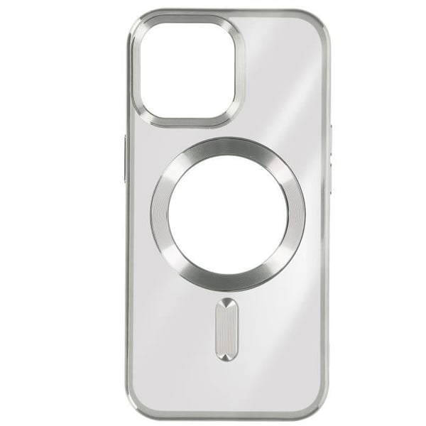 Skyddsskal - AVIZAR - iPhone 15 Pro Max - Hårt Silikon - Silver Kromad - Kompatibel med MagSafe