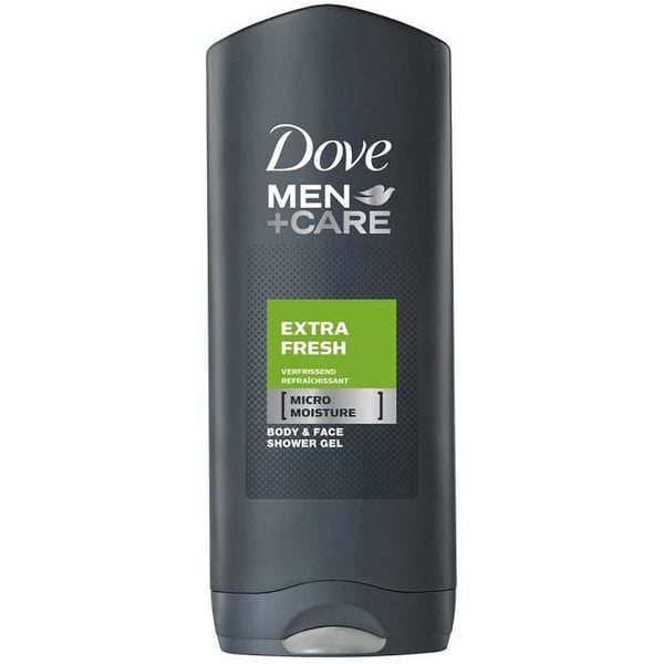 Dove Men + Care Extra Gentle Gel är en duschgel för män för ansikte och kropp formulerad med mikrohydratiseringsteknologi som