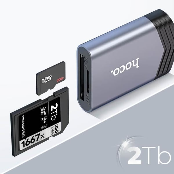 USB-C Kortläsare - HOKO - SD och micro SD - 2TB - Överföringshastighet 480Mbps - Hållbar flätad nylon