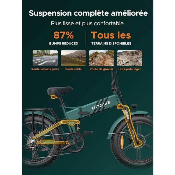 Elcykel - ENGWE - ENGINE PRO 2.0 - Batteri 16Ah 48V - Rækkevidde 150 km - Sammenfoldelig