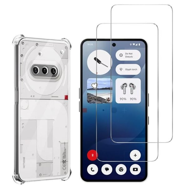 Chockskydd - Phonillico® - Nothing Phone 3a - Flexibel - Transparent - 2 Härdat Glas